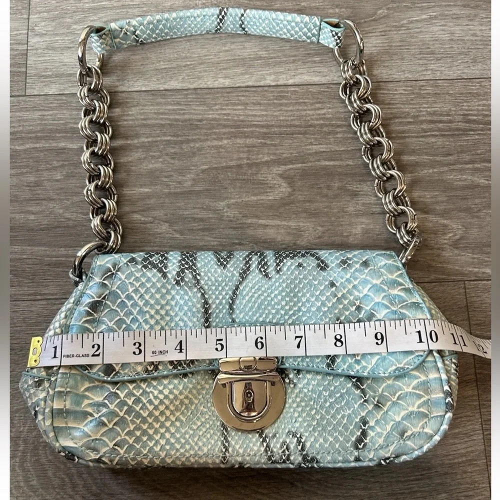 VTG 90’s Y2K Turquoise Exotic Snakeskin Python Luxury Handbag RARE - Picture 10 of 16